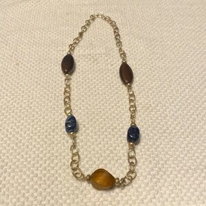 Wood and Canadian blue stone necklace